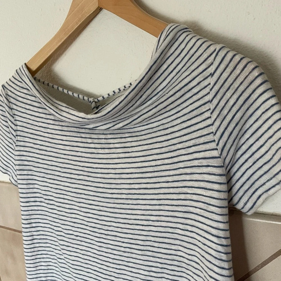 Anthropologie Maeve white and blue striped linen shirt size small - Picture 2 of 6